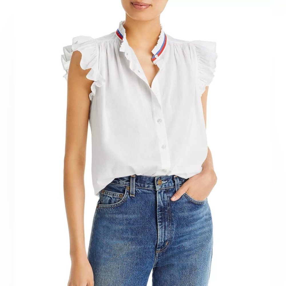 Sundry Cotton Flutter Sleeve Button Front Shirt